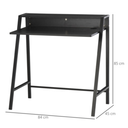 HOMCOM Computer Desk, Black, Home Office Writing Table Workstation with Storage Shelf, Ideal for PC Laptop - Aosom UK - thumbnail 3