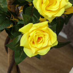Outsunny Set of 2 Artificial Plants White Rose Floral in Pot, Fake Plants for Home Indoor Outdoor Decor, 90cm, Yellow - thumbnail 8