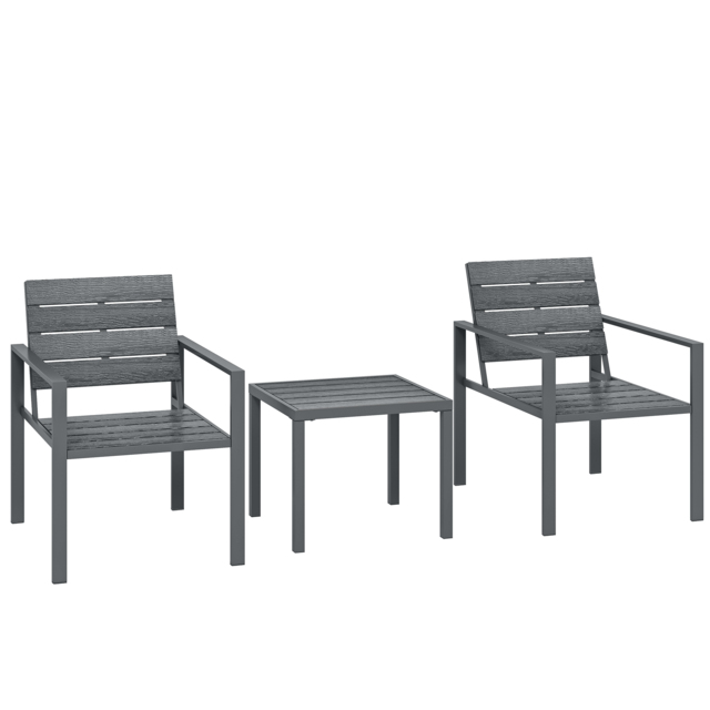 Outsunny 3 Pieces Garden Bistro Set for 2, Outdoor Bistro Table and Chairs with Metal Frame, Plastic Patio Furniture Set - image 1