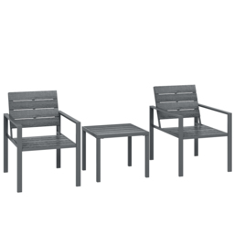 Outsunny 3 Pieces Garden Bistro Set for 2, Outdoor Bistro Table and Chairs with Metal Frame, Plastic Patio Furniture Set - thumbnail 1