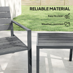 Outsunny 3 Pieces Garden Bistro Set for 2, Outdoor Bistro Table and Chairs with Metal Frame, Plastic Patio Furniture Set - thumbnail 5