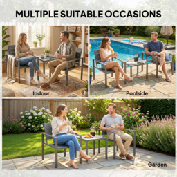 Outsunny 3 Pieces Garden Bistro Set for 2, Outdoor Bistro Table and Chairs with Metal Frame, Plastic Patio Furniture Set - thumbnail 7