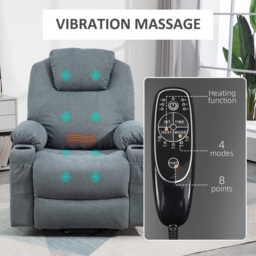 HOMCOM Lift Chair, Quick Assembly, Riser and Recliner Chair with Vibration Massage, Heat, Cup Holders, Cat Scratch Anti, Charcoal Grey - thumbnail 6