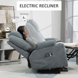 HOMCOM Lift Chair, Quick Assembly, Riser and Recliner Chair with Vibration Massage, Heat, Cup Holders, Cat Scratch Anti, Charcoal Grey - thumbnail 5