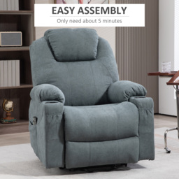 HOMCOM Lift Chair, Quick Assembly, Riser and Recliner Chair with Vibration Massage, Heat, Cup Holders, Cat Scratch Anti, Charcoal Grey - thumbnail 8