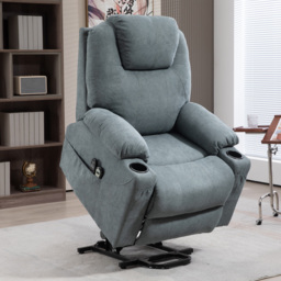 HOMCOM Lift Chair, Quick Assembly, Riser and Recliner Chair with Vibration Massage, Heat, Cup Holders, Cat Scratch Anti, Charcoal Grey - thumbnail 2