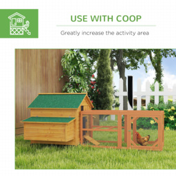 PawHut 2 Piece Wooden Chicken Coop and Run Set, Poultry Run Cage with Nesting Box, Slide-Out Tray, for 4-8 Chickens, Yellow - thumbnail 6