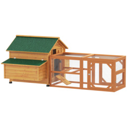 PawHut 2 Piece Wooden Chicken Coop and Run Set, Poultry Run Cage with Nesting Box, Slide-Out Tray, for 4-8 Chickens, Yellow - thumbnail 1