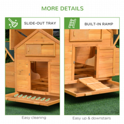 PawHut 2 Piece Wooden Chicken Coop and Run Set, Poultry Run Cage with Nesting Box, Slide-Out Tray, for 4-8 Chickens, Yellow - thumbnail 9