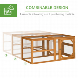 PawHut 2 Piece Wooden Chicken Coop and Run Set, Poultry Run Cage with Nesting Box, Slide-Out Tray, for 4-8 Chickens, Yellow - thumbnail 8