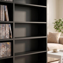 HOMCOM 1032 CD/594 DVD Storage Unit, Blu-ray Media Storage Shelf with 24 Compartments and 18 Adjustable Shelves, Black - thumbnail 9