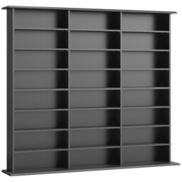 HOMCOM 1032 CD/594 DVD Storage Unit, Blu-ray Media Storage Shelf with 24 Compartments and 18 Adjustable Shelves, Black - thumbnail 1