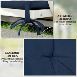 Outsunny 2 Seater Bench Pad, Garden Chair Cushion with Back and Ties for Indoor and Outdoor Use, 98 x 100 cm, Dark Blue - thumbnail 6
