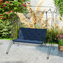 Outsunny 2 Seater Bench Pad, Garden Chair Cushion with Back and Ties for Indoor and Outdoor Use, 98 x 100 cm, Dark Blue - thumbnail 8