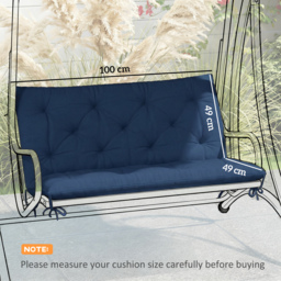 Outsunny 2 Seater Bench Pad, Garden Chair Cushion with Back and Ties for Indoor and Outdoor Use, 98 x 100 cm, Dark Blue - thumbnail 3