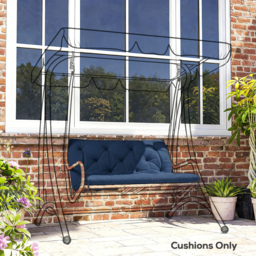 Outsunny 2 Seater Bench Pad, Garden Chair Cushion with Back and Ties for Indoor and Outdoor Use, 98 x 100 cm, Dark Blue - thumbnail 9