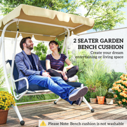 Outsunny 2 Seater Bench Pad, Garden Chair Cushion with Back and Ties for Indoor and Outdoor Use, 98 x 100 cm, Dark Blue - thumbnail 7