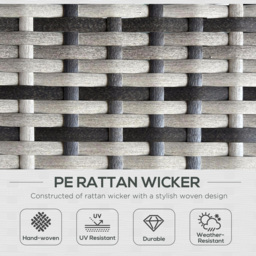 Outsunny Rattan Sun Lounger w/ Storage Tea Table & Footstools, Grey - thumbnail 4
