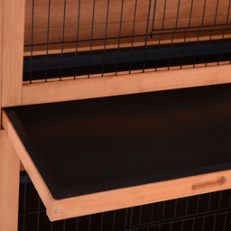 PawHut Double Decker Rabbit Hutch 4FT Guinea Pig Cage with No Leak Trays for Outdoor, Orange - thumbnail 8