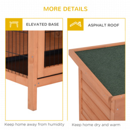 PawHut Double Decker Rabbit Hutch 4FT Guinea Pig Cage with No Leak Trays for Outdoor, Orange - thumbnail 7
