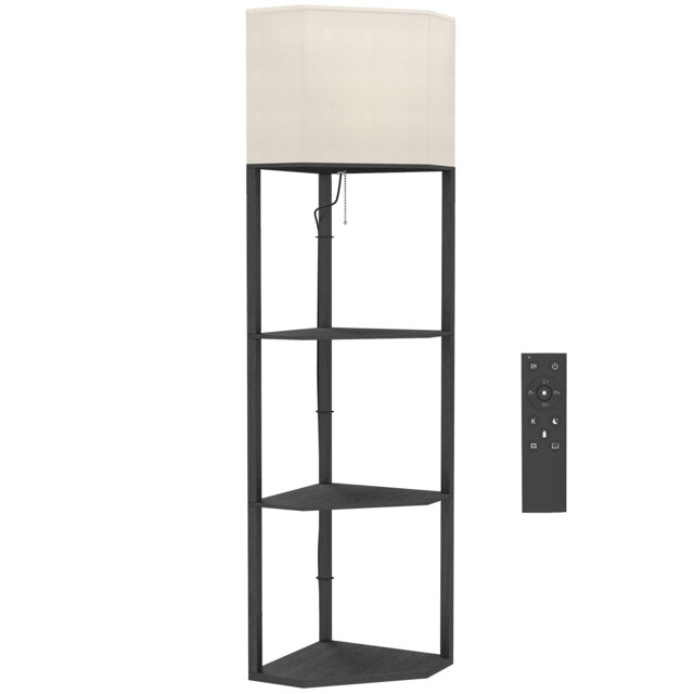 HOMCOM Corner Floor Lamp with Shelves and Lights, Modern Dimmable Standing Lamp with 3000K/4000K/6000K Colour Temperature - image 1