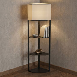 HOMCOM Corner Floor Lamp with Shelves and Lights, Modern Dimmable Standing Lamp with 3000K/4000K/6000K Colour Temperature - thumbnail 8
