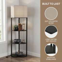 HOMCOM Corner Floor Lamp with Shelves and Lights, Modern Dimmable Standing Lamp with 3000K/4000K/6000K Colour Temperature - thumbnail 6