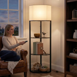 HOMCOM Corner Floor Lamp with Shelves and Lights, Modern Dimmable Standing Lamp with 3000K/4000K/6000K Colour Temperature - thumbnail 7