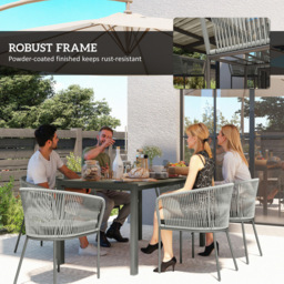 Outsunny Rattan Dining Set, 6 Seater Rattan Garden Furniture Set with Acacia Wood Top Rectangle Table, 6 Chairs, Washable Seat Cushions, for Outdoor, Patio, Conservatory, Grey - thumbnail 7
