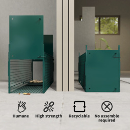 PawHut 2-Door Humane Live Trap for Small Animals, Animal Trap for Rat Mise Mink Rabbit Raccoon Gopher Squirrel, Dark Green - Aosom UK - thumbnail 6