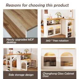 Modern Extension Dining Table with Storage and LED Strip, Kitchen Island with Extendable Swivel for Living Room, 138-193x39x105 cm, White - Aosom UK - thumbnail 6