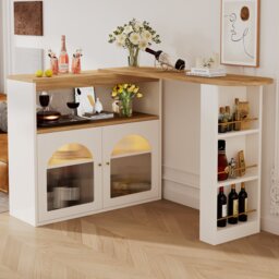 Modern Extension Dining Table with Storage and LED Strip, Kitchen Island with Extendable Swivel for Living Room, 138-193x39x105 cm, White - Aosom UK - thumbnail 8