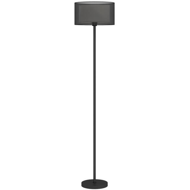HOMCOM Floor Lamp for Living Room, Modern Standing Lamp with Double Layer Shade & Foot Switch, Minimalist Tall Pole Lampshade for Bedroom, Office, Black - image 1
