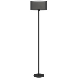 HOMCOM Floor Lamp for Living Room, Modern Standing Lamp with Double Layer Shade & Foot Switch, Minimalist Tall Pole Lampshade for Bedroom, Office, Black - thumbnail 1