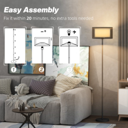 HOMCOM Floor Lamp for Living Room, Modern Standing Lamp with Double Layer Shade & Foot Switch, Minimalist Tall Pole Lampshade for Bedroom, Office, Black - thumbnail 6