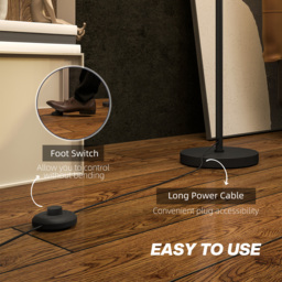 HOMCOM Floor Lamp for Living Room, Modern Standing Lamp with Double Layer Shade & Foot Switch, Minimalist Tall Pole Lampshade for Bedroom, Office, Black - thumbnail 5