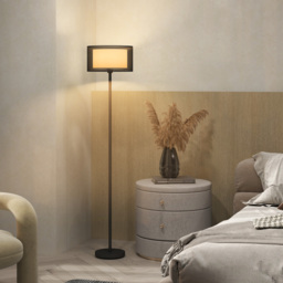 HOMCOM Floor Lamp for Living Room, Modern Standing Lamp with Double Layer Shade & Foot Switch, Minimalist Tall Pole Lampshade for Bedroom, Office, Black - thumbnail 8