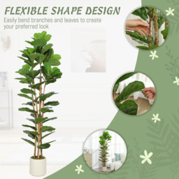 HOMCOM 180cm Artificial Fiddle Leaf Fig Tree - Green - thumbnail 6