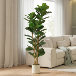 HOMCOM 180cm Artificial Fiddle Leaf Fig Tree - Green - thumbnail 2