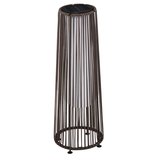 Outsunny Rattan Solar Lantern, PE Wicker Solar Powered Garden Lights with Auto On/Off, Brown - Aosom UK - image 1