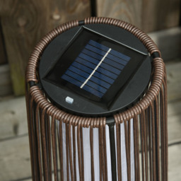 Outsunny Rattan Solar Lantern, PE Wicker Solar Powered Garden Lights with Auto On/Off, Brown - Aosom UK - thumbnail 8