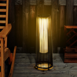 Outsunny Rattan Solar Lantern, PE Wicker Solar Powered Garden Lights with Auto On/Off, Brown - Aosom UK - thumbnail 2