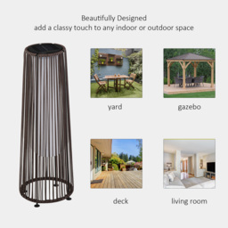 Outsunny Rattan Solar Lantern, PE Wicker Solar Powered Garden Lights with Auto On/Off, Brown - Aosom UK - thumbnail 7