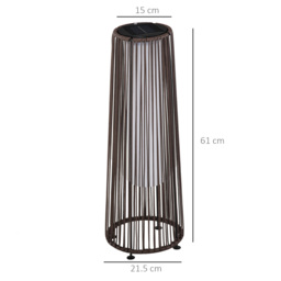 Outsunny Rattan Solar Lantern, PE Wicker Solar Powered Garden Lights with Auto On/Off, Brown - Aosom UK - thumbnail 3