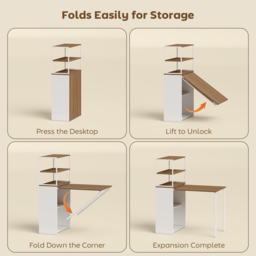 HOMCOM Folding Shelf and Work Table - Natural - thumbnail 7