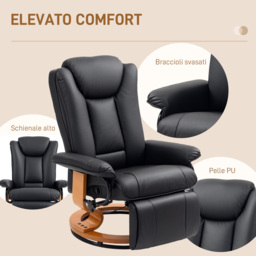 HOMCOM Faux Leather Recliner Chair - Black - thumbnail 7