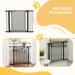 PawHut Pressure Fit Safety Gate for Doors and Stairs, Dog Gate with Auto Close, Pet Barrier for Hallways, with Double Locking, 2 Extensions Kit Black - thumbnail 7