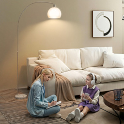 HOMCOM Floor Lamp for Living Room, Modern Standing Lamp with Shade & Foot Switch for Bedroom, Office, White - thumbnail 9