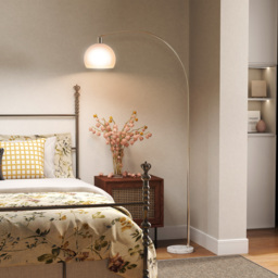 HOMCOM Floor Lamp for Living Room, Modern Standing Lamp with Shade & Foot Switch for Bedroom, Office, White - thumbnail 2
