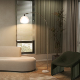 HOMCOM Floor Lamp for Living Room, Modern Standing Lamp with Shade & Foot Switch for Bedroom, Office, White - thumbnail 8